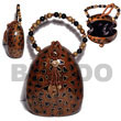 Handmade collectible handcarved laminated acacia wood handbag / bt Acacia Bags