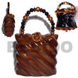 collectible handcarved laminated acacia  wood handbag /