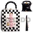 collectible handcarved laminated acacia wood handbag / checkered