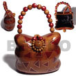 collectible handcarved laminated acacia  wood handbag /
