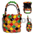 collectible handcarved laminated acacia  wood handbag /