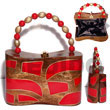 collectible handcarved laminated acacia  wood handbag /