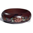 Dark Walnut Tone Wooden Bangle with Hand Paint Design