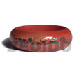 Light Red Mahogany Tone Wooden Bangle Embossed Metallic