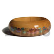 Natural Mahogany Tone Wooden bangle Embossed Metallic Hand