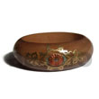 Golden Oak tone wooden Bangle with embossed metallic