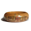 Natural Mahogany Tone Wood Bangle with Embossed Metallic Hand Pa