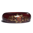 English Chestnut Tone wooden Bangle with Embossed Metallic