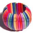 elastic multicolored natural white wood bangle