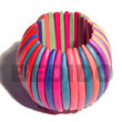 elastic multicolored natural white wood bangle
