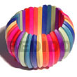 Handmade elastic multicolored natural white wood bangles Wooden Bangles