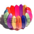 elastic multicolored natural white wooden bangles