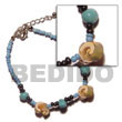 Handmade everlasting luhuanus w/ 2-3mm blue coco heishe Shell Bracelets