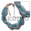 12 rows aqua blue twisted glass beads