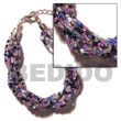12 rows lavender/blue green twisted glass beads