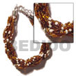 Handmade 12 rows brown/white twisted glass beads Glass Beads Bracelets