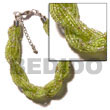 12 rows lime green twisted glass beads