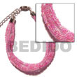 Handmade 6 rows pink multi layered glass beads Glass Beads Bracelets