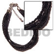 6 rows black multi layered glass beads