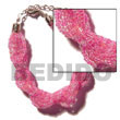 12 rows pink twisted glass beads