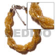 Handmade 12 rows yellow gold twisted glass beads Glass Beads Bracelets