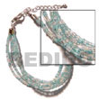 6 rows aqua blue/clear multi layered glass beads