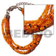 6 rows orange multi layered glass beads