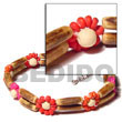 2 rows sig-id wood tube w/ red/pink/orange 2-3mm coco pokalet fl