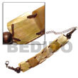 Handmade sq. cut MOP weaved w/ wax cord-ext. chain/wood Shell Bracelets