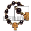 black buri seeds/wood beads rosary bracelet