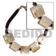 Handmade sq. cut hammershell on wax cord Shell Bracelets