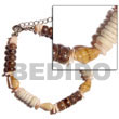 Handmade 4-5mm coco Pokalet. nat. brown/bleached w/ yellow nassa Shell Bracelets
