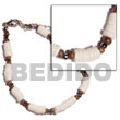 4-5mm white clam heishe w/ 2-3mm coco pklt. & glass beads