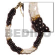 twisted troca rice bead & 2-3mm coco pklt. black w/ gold metalli
