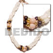 Handmade twisted troca rice beads w/ gold metallic beads