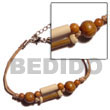 bamboo & wood beads combi on double wax cord