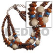 Handmade 3 rows coco Pokalet. nat. brown w/ buri Seed Bracelets