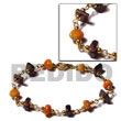Handmade black lip and red corals in gold chain Shell Bracelets
