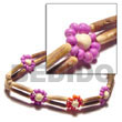 Handmade 2 rows sig-id wood tube w/ lavender/red 2-3mm Coco Bracelets