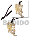45mm carved dragon MOP in leather thong