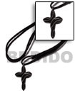 Handmade carved carabao horn twisted cross on leather thong Surfer Necklace