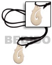 40mm celtic white carabao bone hook on adjustable leather thong