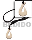 white carabao bone hook 40mm on adjustable leather thong