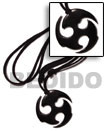 Handmade 45mm black celtic carabao horn disc  on Surfer Necklace