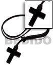 Handmade carabao black horn cross 40mm on adjustable leather Surfer Necklace