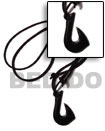 Handmade black carabao horn hook 40mm on adjustable leather Surfer Necklace