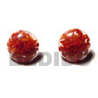 red c. button earrings