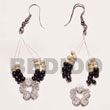 Handmade floating 2-3mm black coco pokalet w/ acrylic crystals Shell Earrings