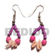 Handmade dangling 2-3mm pink coco pokalet w/ pink rose Shell Earrings