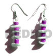 Handmade 4-5 mm coco heishe bright pink w/ sq Coco Earrings